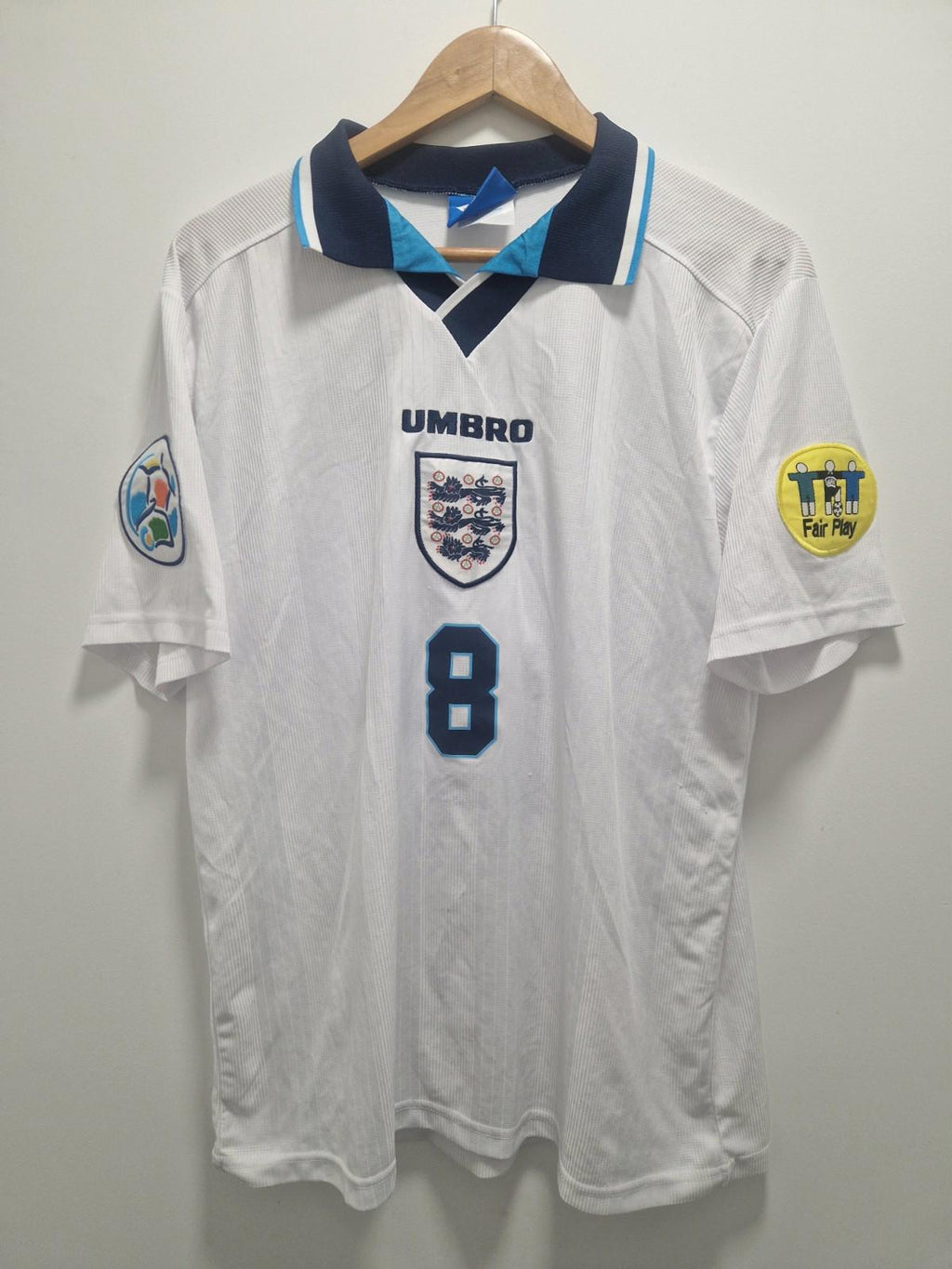 England Euro 1996 home football jersey with Paul Gascoigne's name & number Xl
