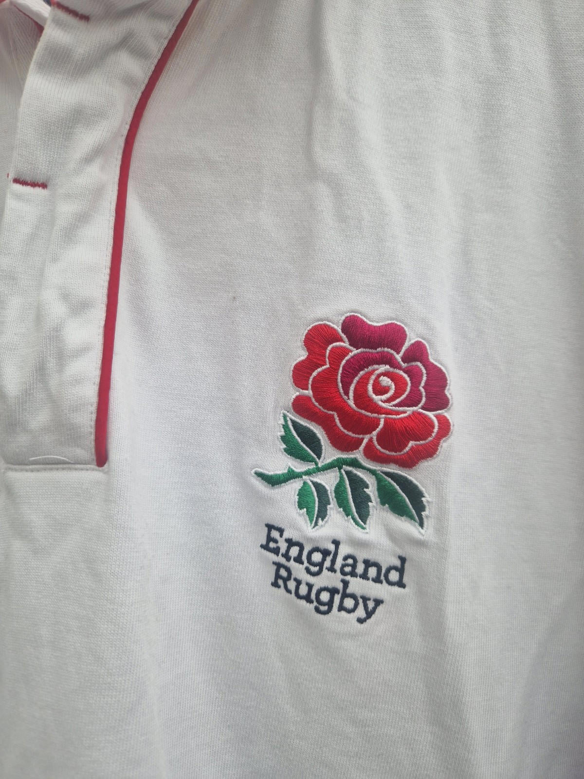 England For The Glory RFU Classic White Rugby Red Trim 3xl Official Licensed