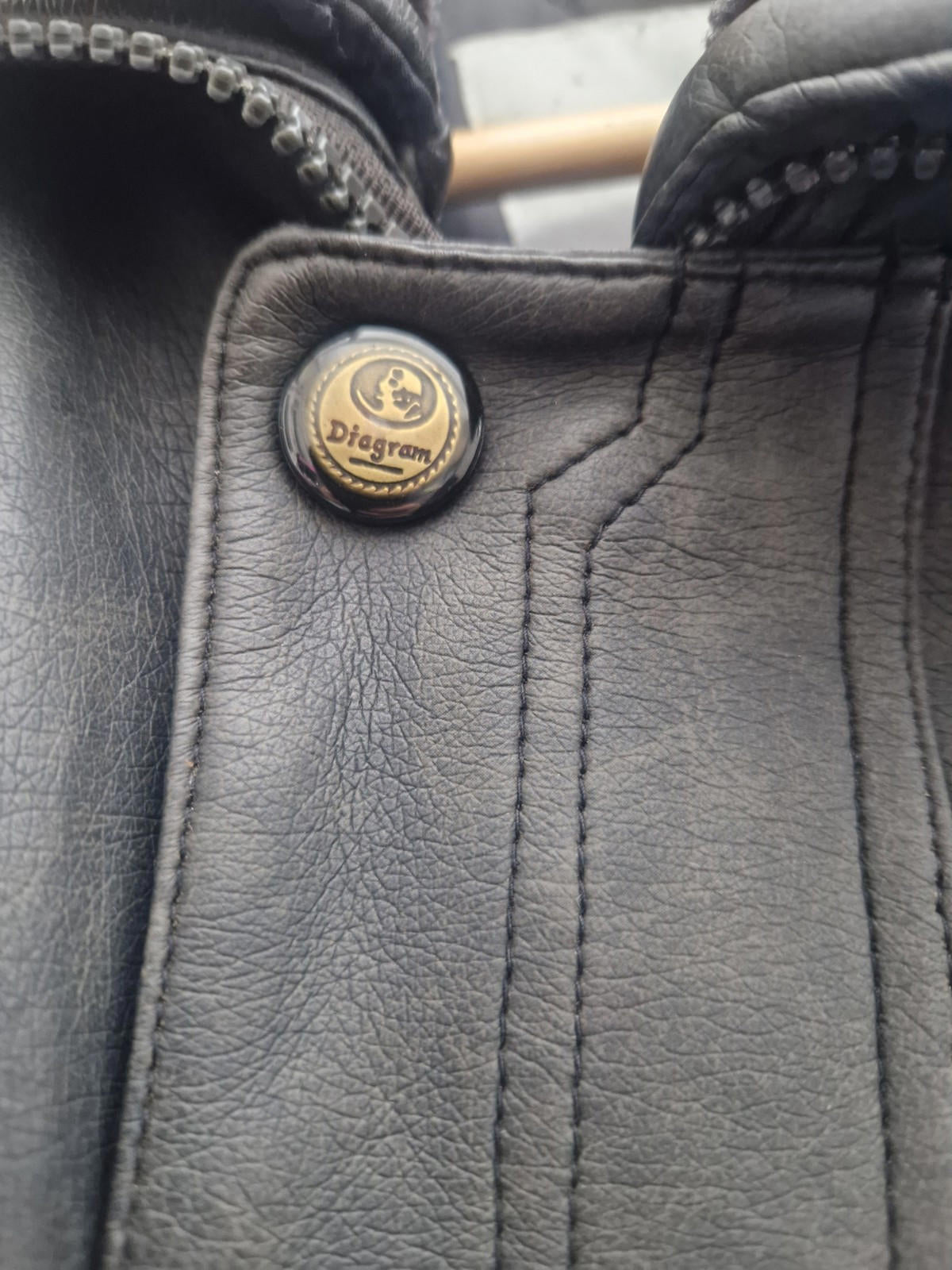 Vintage  Diagram  Worldwide Black  Faux Leather Lined Coat Pockets Uk Size M Gc