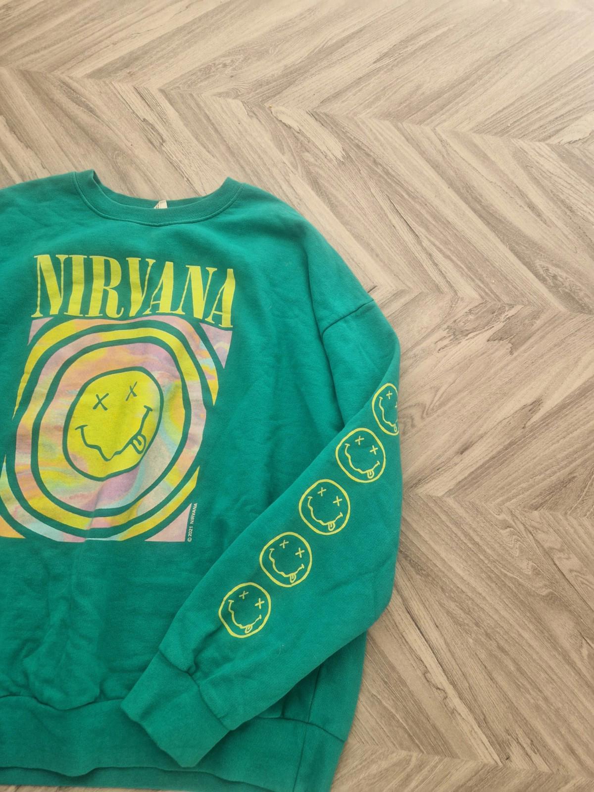 Urban Outfitters X Nirvana Oversized Sweatshirt Spiral Face Green Uk M/L Ladies