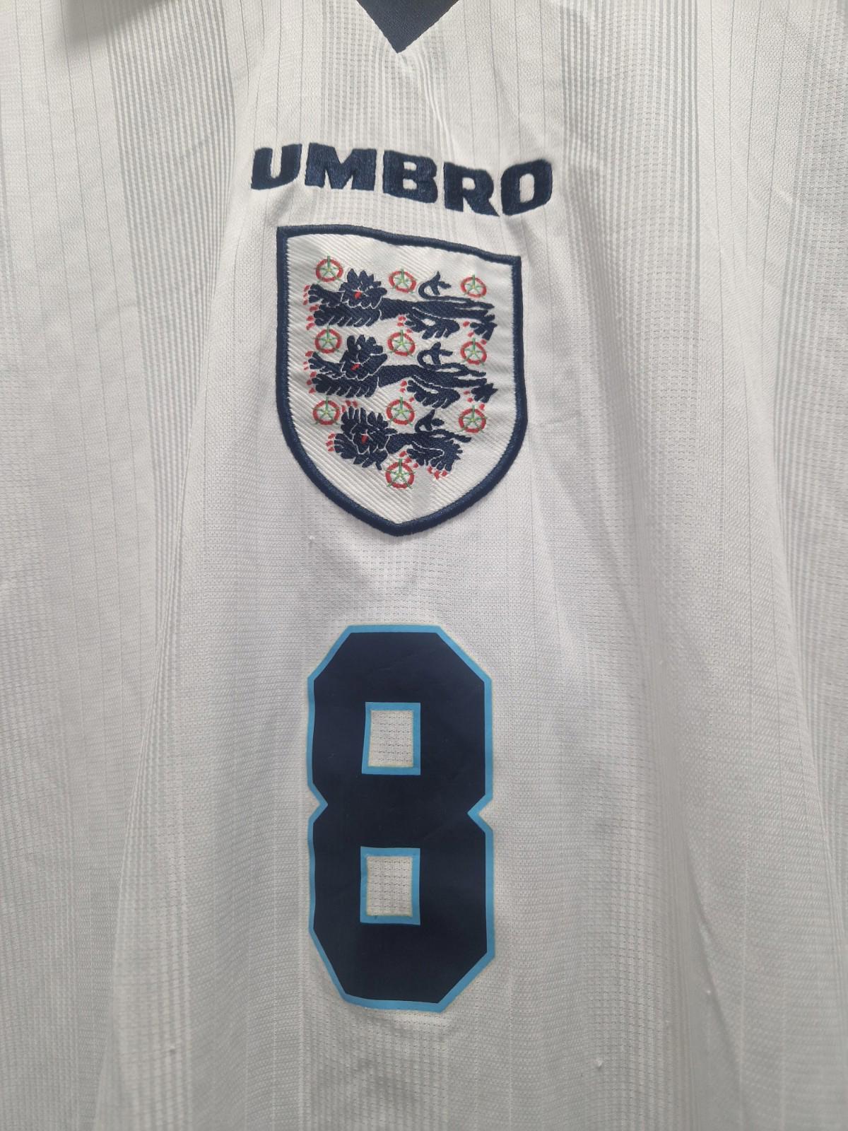 England Euro 1996 home football jersey with Paul Gascoigne's name & number Xl