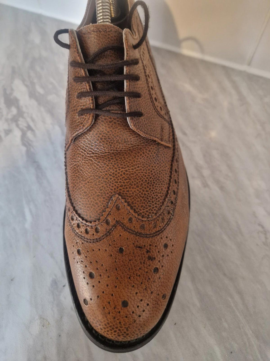 Samuel Windsor Brown Quality Grain Leather Wingtip Brogues Uk Size 8 Gc