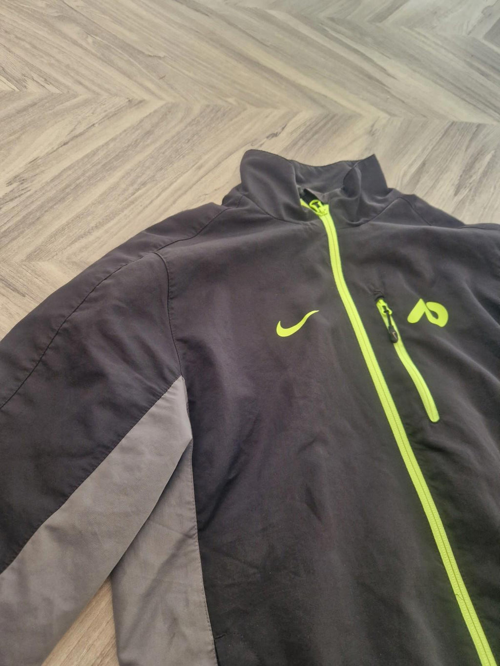 Nike Full Zip Wind Breaker Jacket Black Neon  Yellow Uk Mens Small Gc