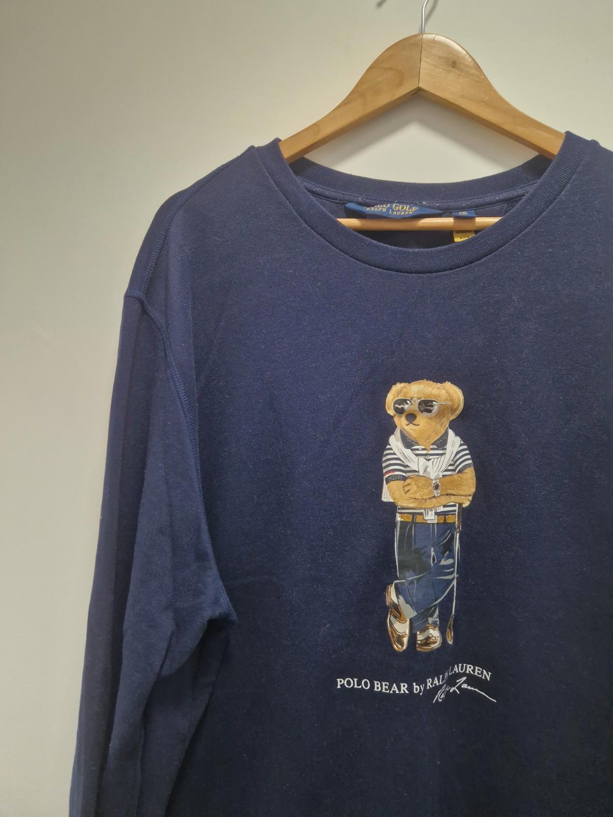 Ralph Lauren Polo Bear Crew Neck Navy Sweater  Golf Bear  Uk Xxl Preowened Gc