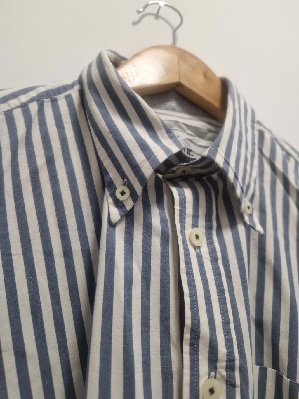 Barbour Mens Blue & White 100% Cotton Full Button Shirt Uk L Gc