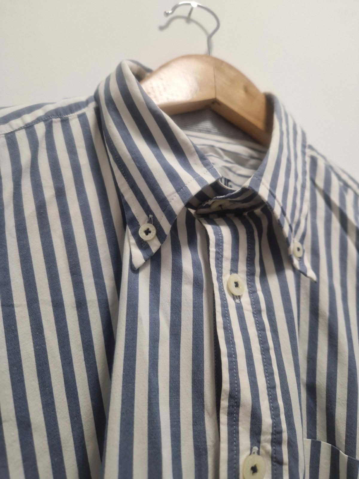 Barbour Mens Blue & White 100% Cotton Full Button Shirt Uk L Gc