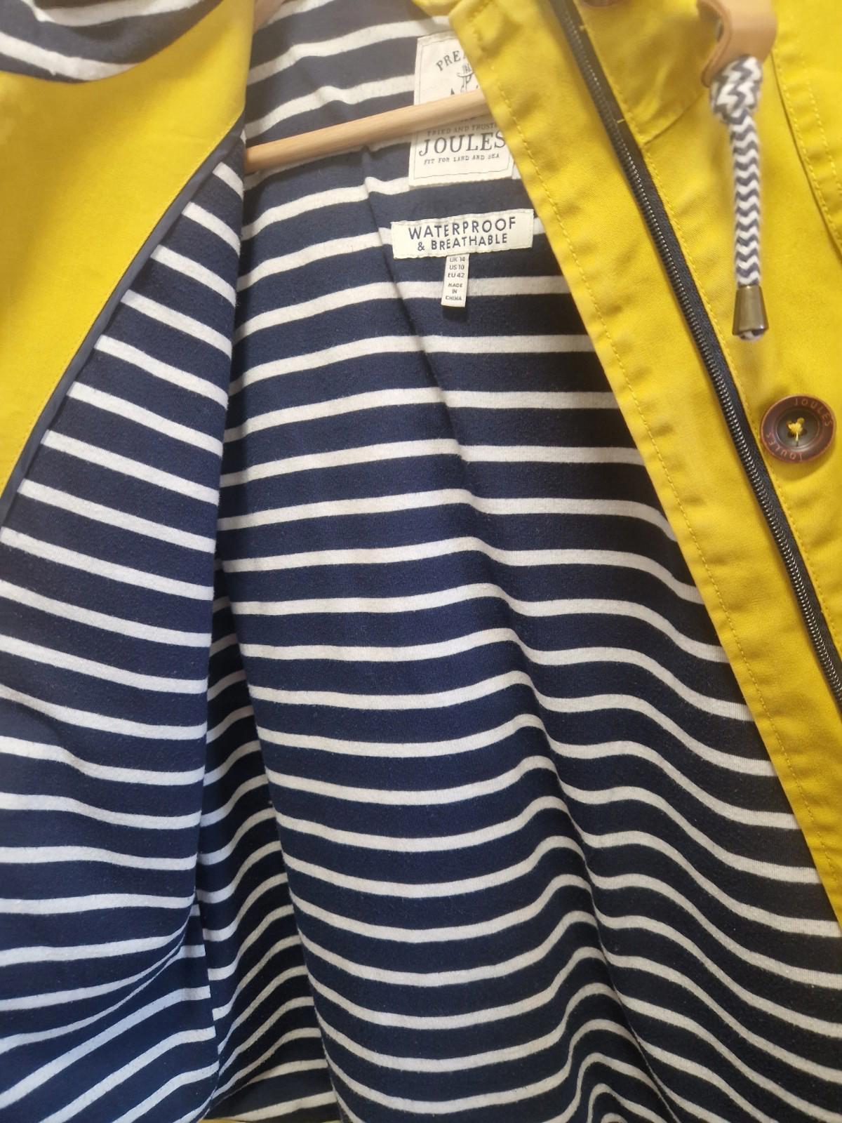 Joules Coast Women's Rain Jacket, Size 14, Hooded, Yellow/Gold