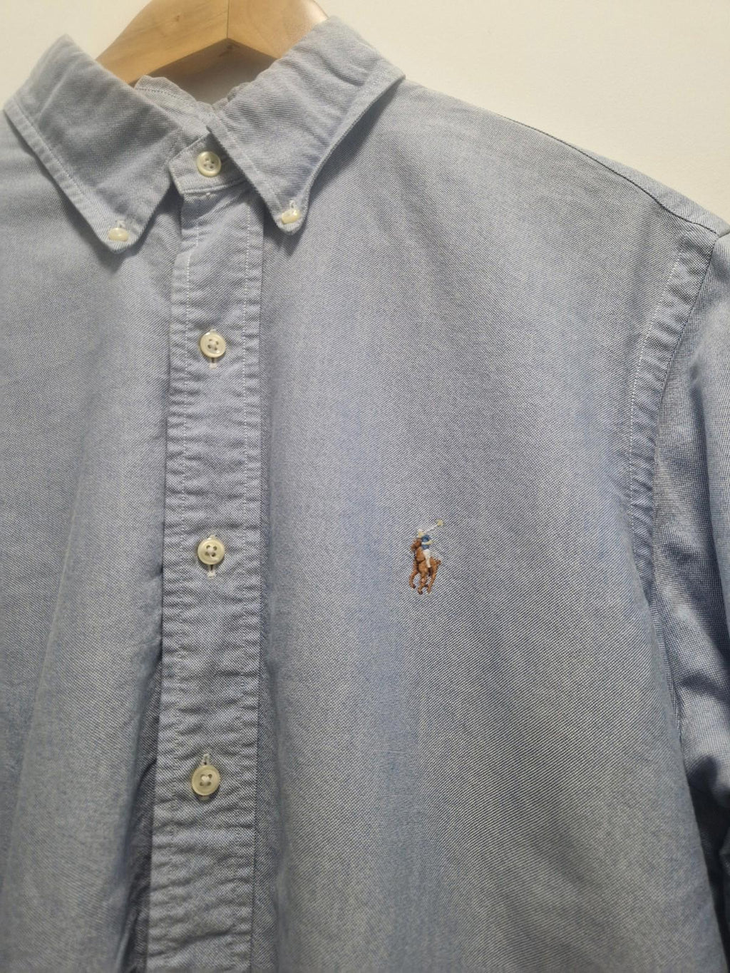 Polo Ralph Lauren Light Blue Embroidered  Pony Oxford shirt in 100% cotton Uk Xl