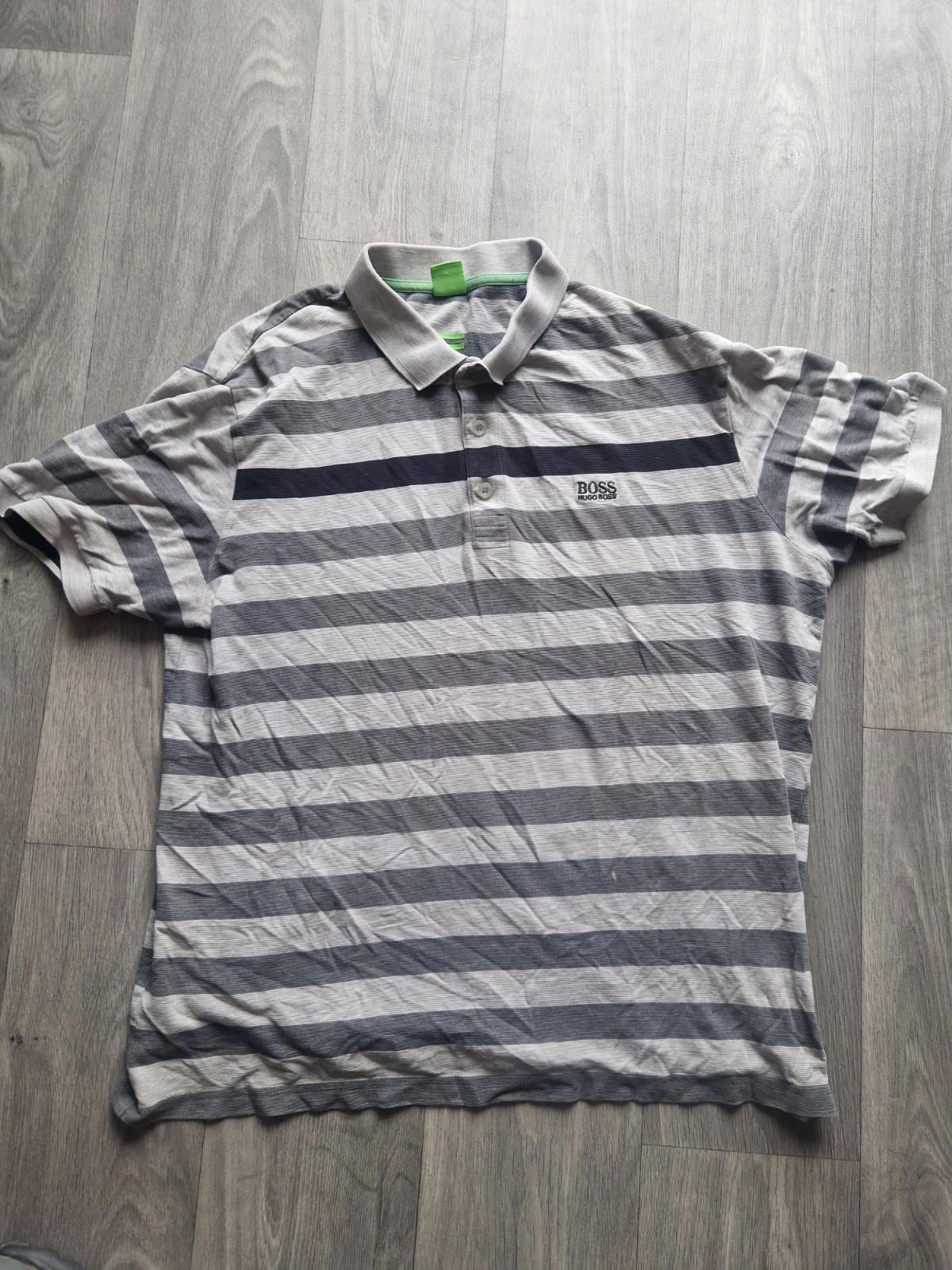 Hugo Boss Green Label  Grey Stripes  Polo Shirt  Uk Size Xl Gc