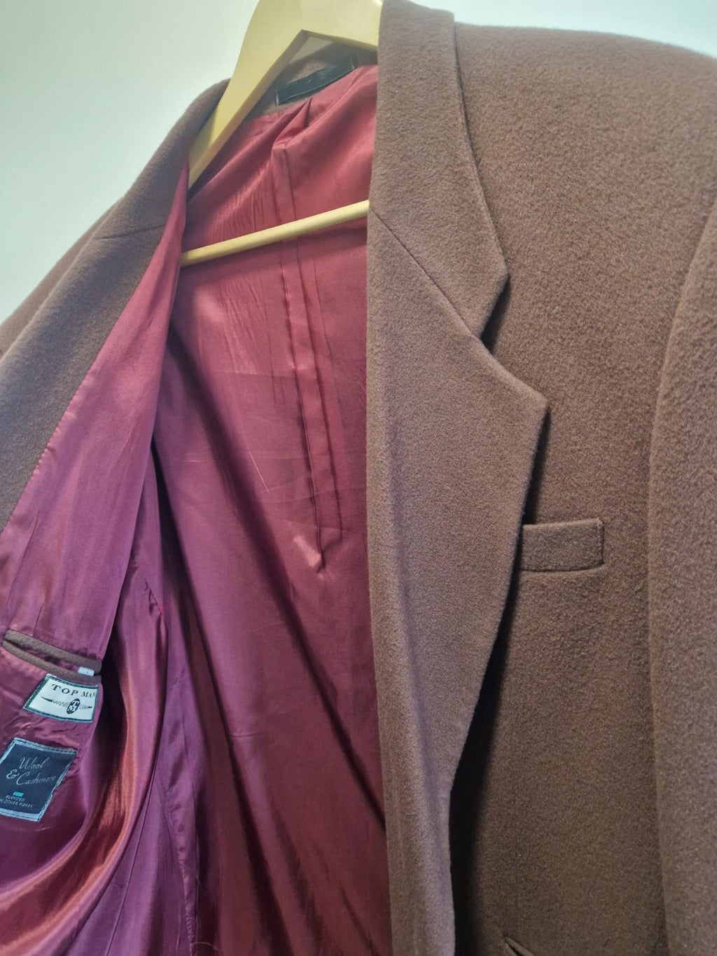 Vintage Top Man burgundy wool and cashmere blend men's blazer Uk Medium