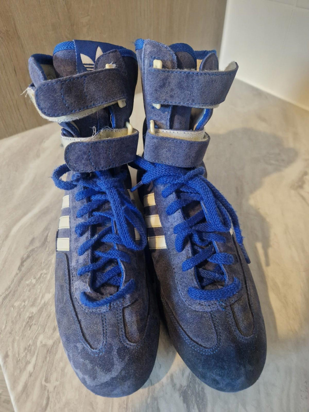 Adidas Monza Racing Driving Blue Suede Shoes Men’s Size 8 382673 Strap Well Used