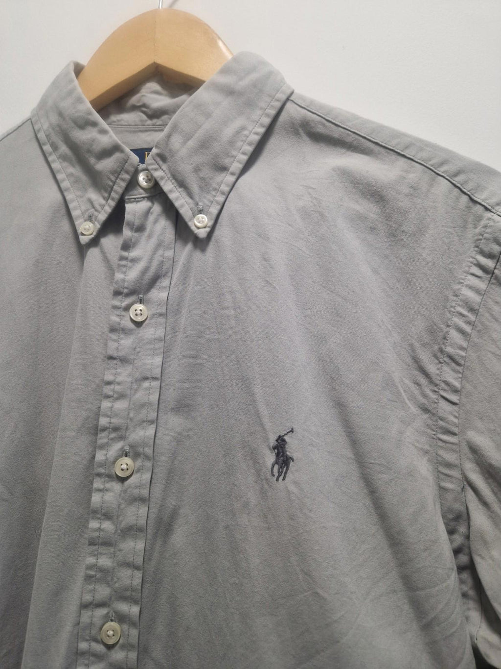 Polo Ralph Lauren Custom Fit Oxford Cotton Shirt in a grey stone color Uk M Gc