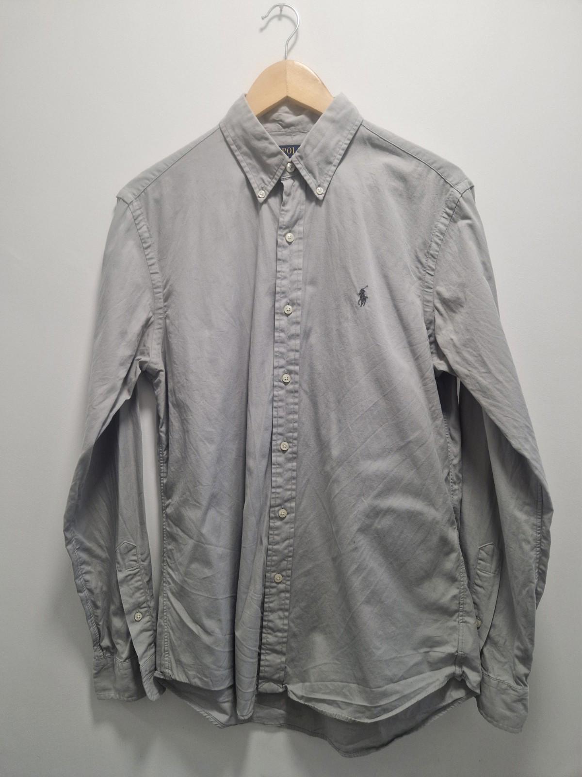 Polo Ralph Lauren Custom Fit Oxford Cotton Shirt in a grey stone color Uk M Gc