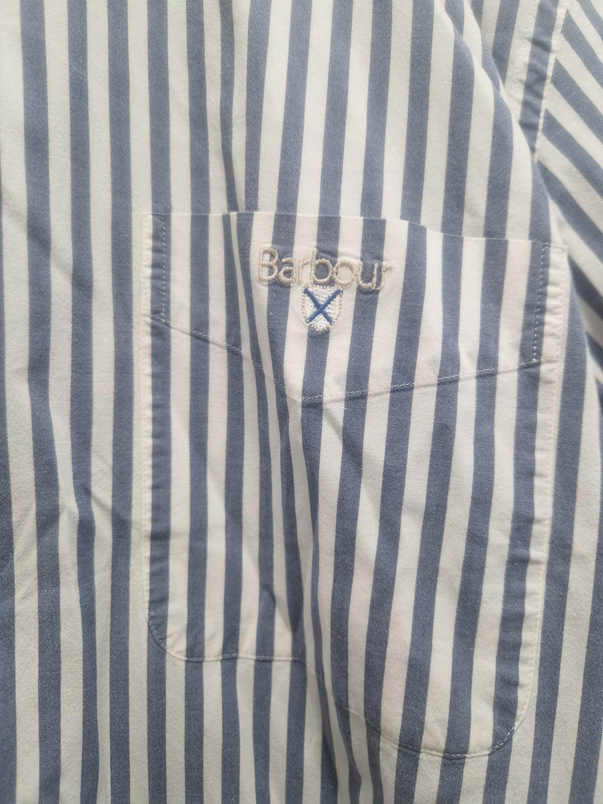 Barbour Mens Blue & White 100% Cotton Full Button Shirt Uk L Gc