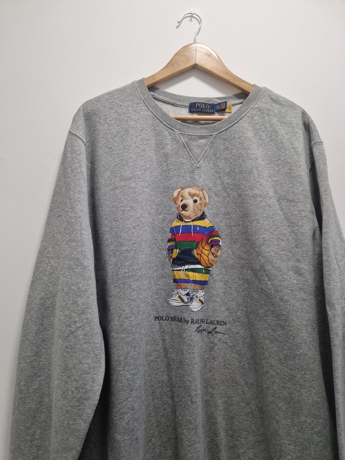 Ralph Lauren polo bear Crew Neck sweater Grey With Basketball Bear Uk Xxl  Gc
