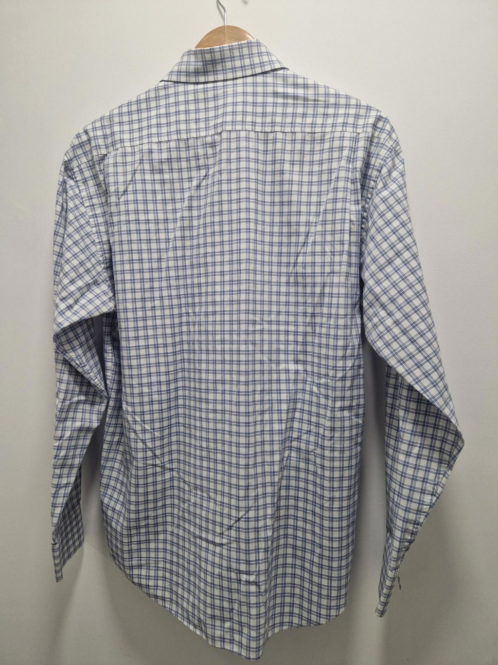 YSL Mens Blue & White Checked Shirt Cotton Preowened  Uk Size M Gc