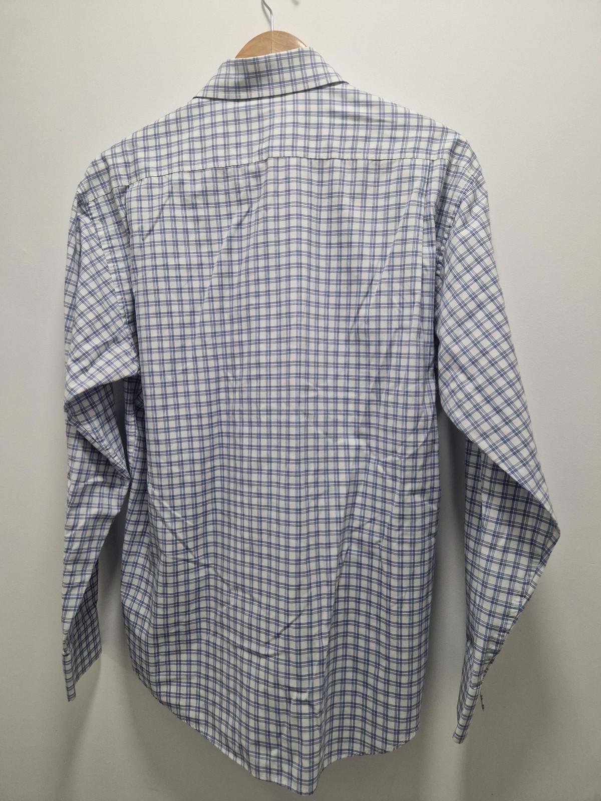 YSL Mens Blue & White Checked Shirt Cotton Preowened  Uk Size M Gc