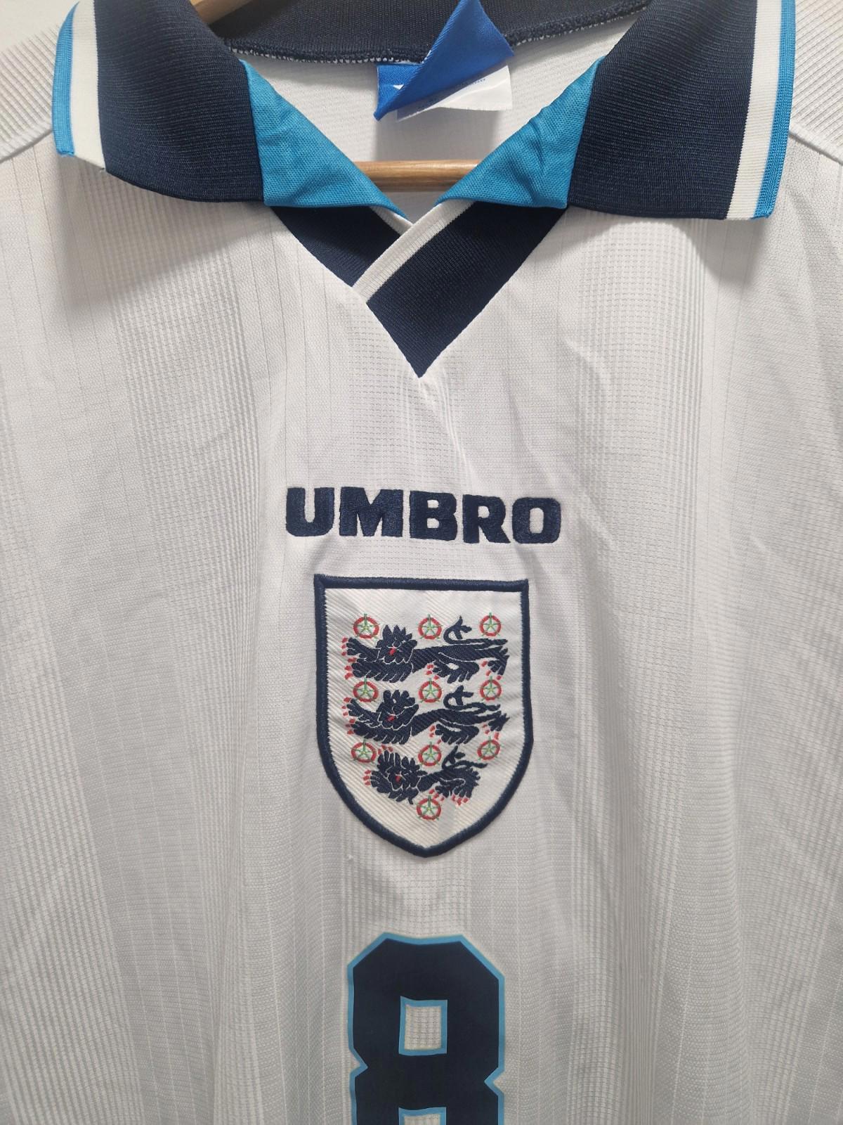 England Euro 1996 home football jersey with Paul Gascoigne's name & number Xl