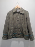 Hannah Wright Ladies Beautiful Check Tweed  Blue Trim Jacket Uk 12 Made In Wales