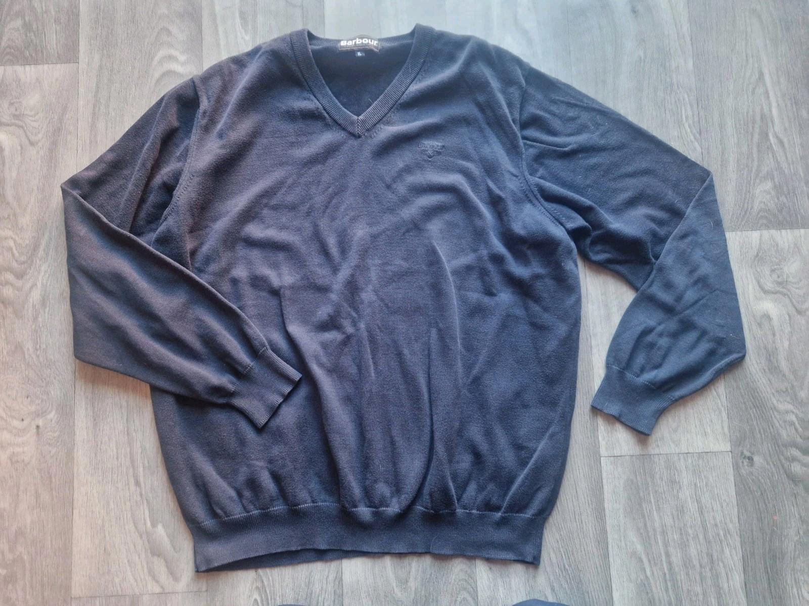 Barbour  V Neck  100% Pima Cotton  Navy Blue  Jumper Uk Xl Vgc