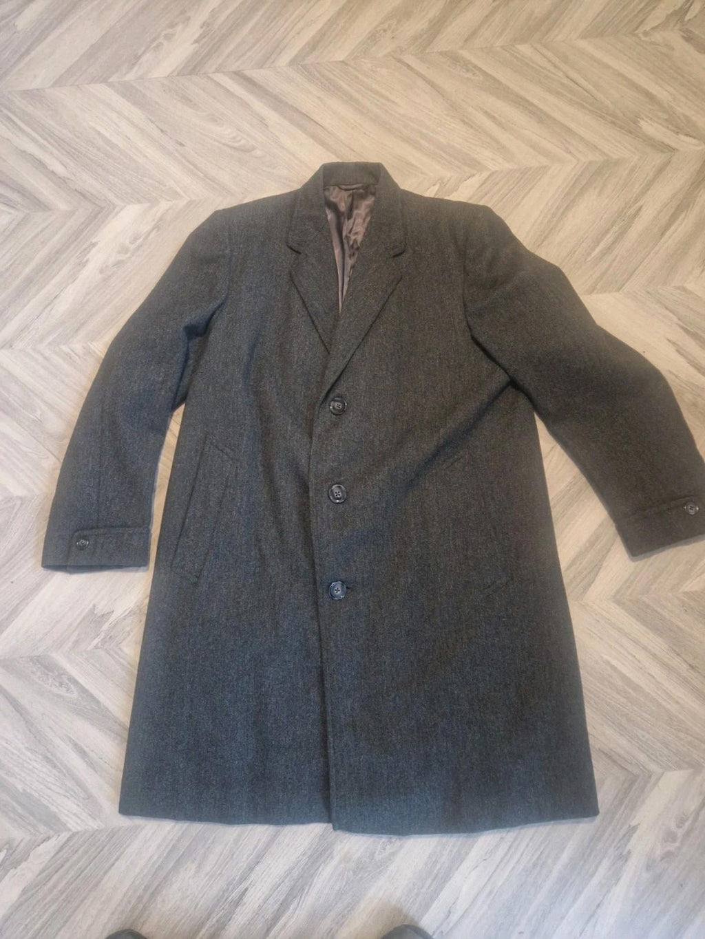 Vintage West Of England Burton  Mens Grey Wool Long Overcoat 40" Chest Uk M Vgc