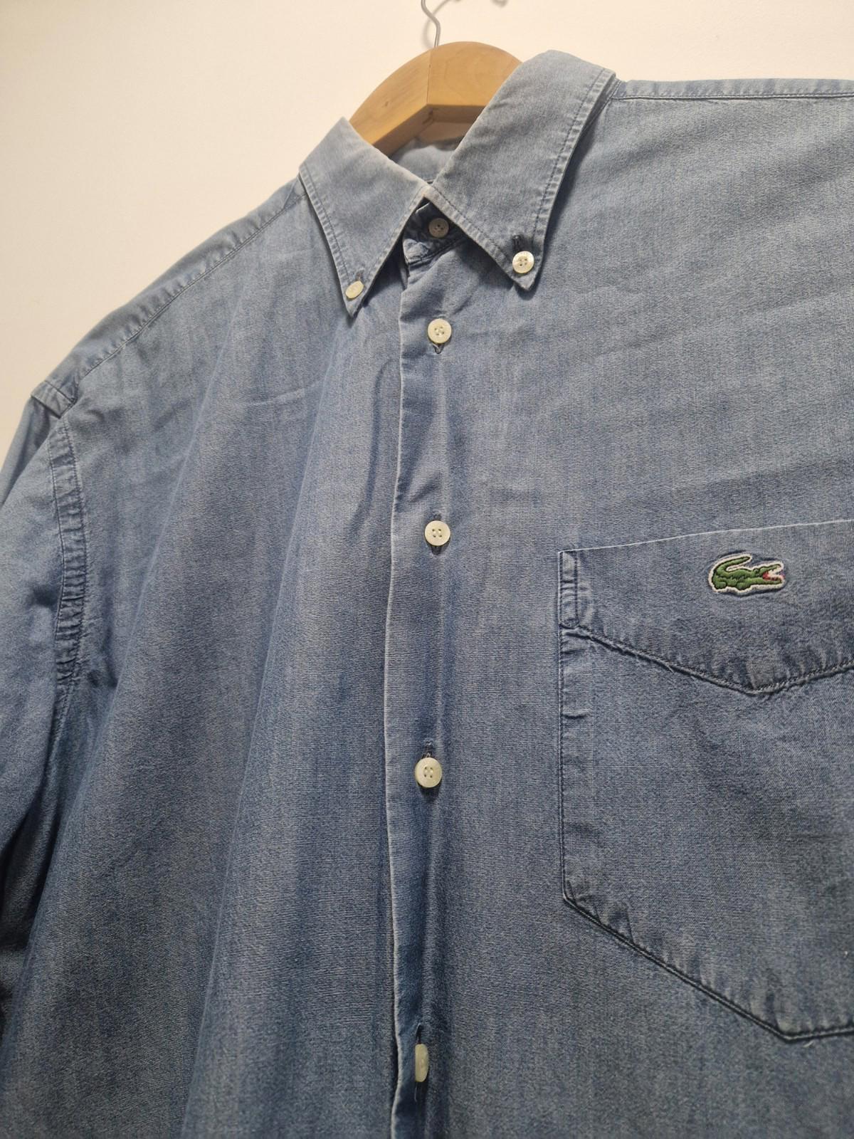 Lacoste Mens Blue Full Button Shirt 100% Cotton Size 42  Pit 2 Pit 23" Uk Xl Gc