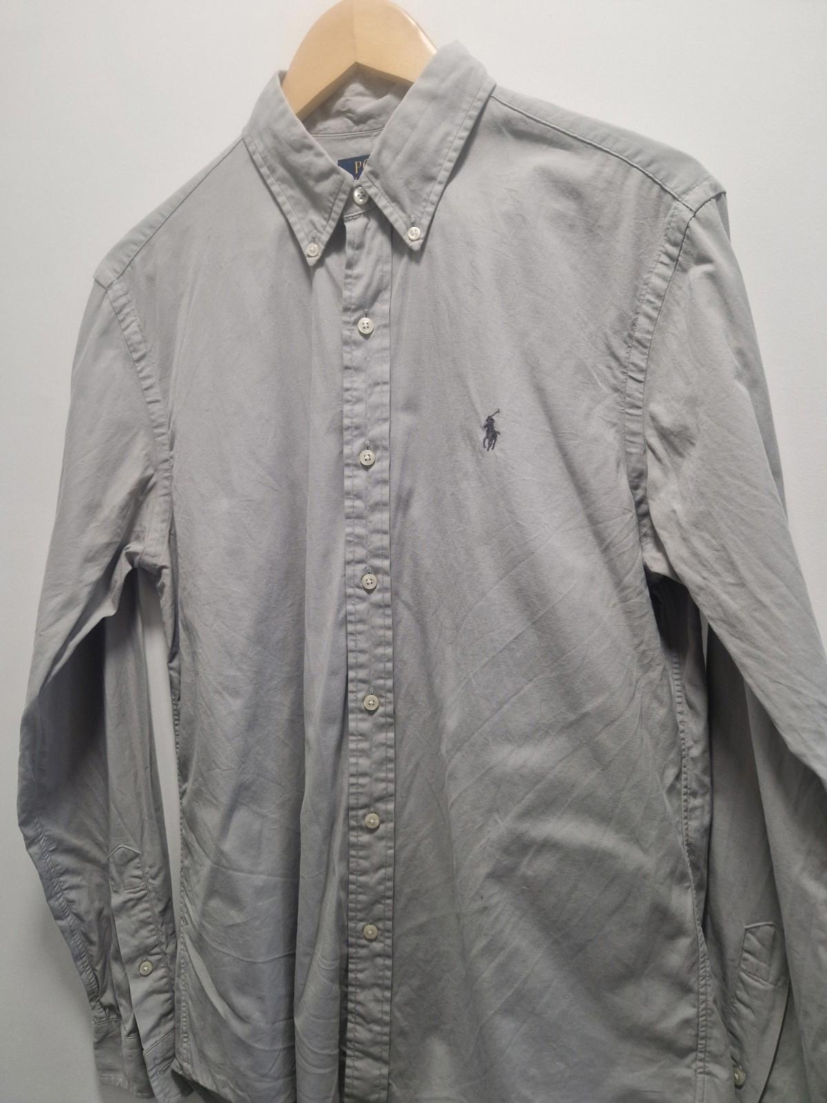 Polo Ralph Lauren Custom Fit Oxford Cotton Shirt in a grey stone color Uk M Gc