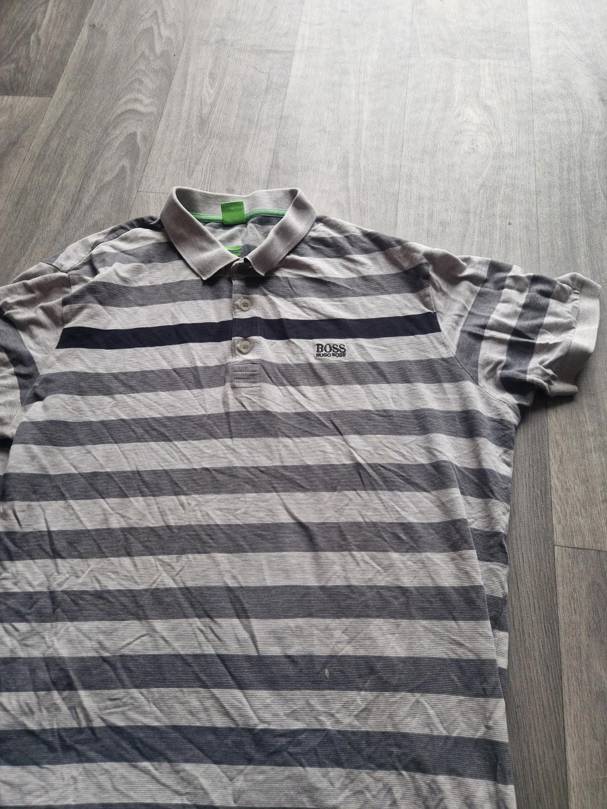 Hugo Boss Green Label  Grey Stripes  Polo Shirt  Uk Size Xl Gc