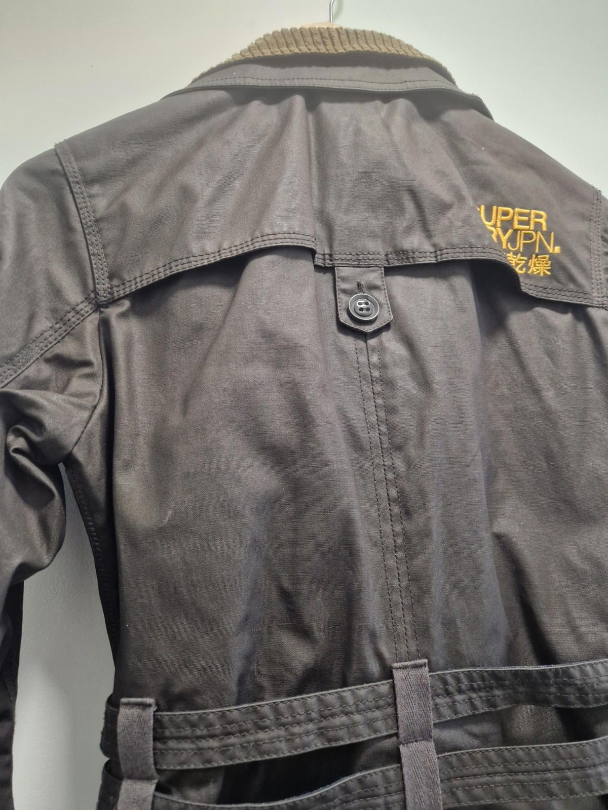 Superdry Safari Mac Wax Coat Brown Double Breasted Waxed Jacket Uk M Size 12-14