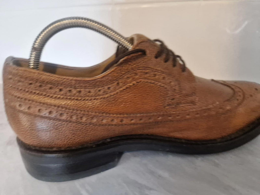Samuel Windsor Brown Quality Grain Leather Wingtip Brogues Uk Size 8 Gc