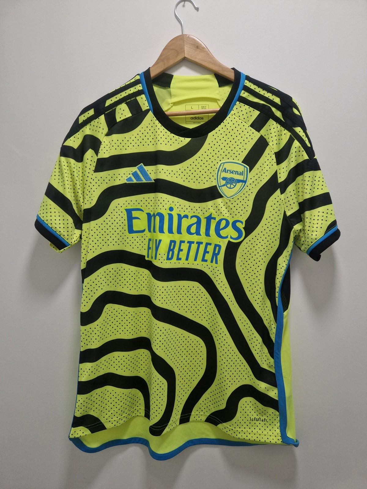 Arsenal 2023 - 2024 Yellow Adidas Away Football Shirt Jersey Uk Size L Vgc