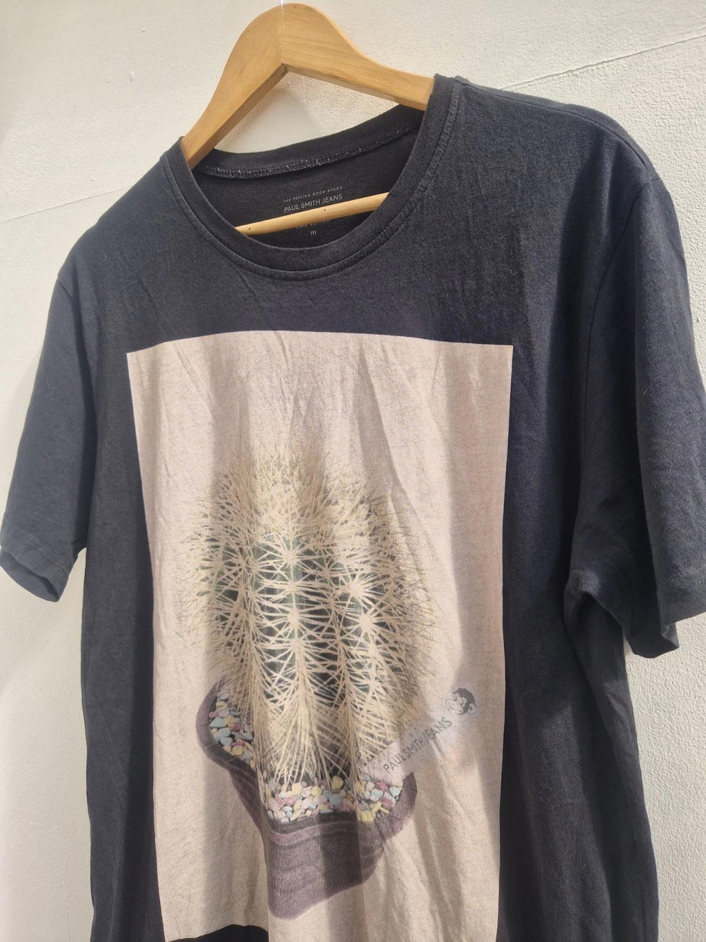 Paul Smith Cactus Print Graphic T- Shirt Made From Pima Black Cotton  Uk M Gc