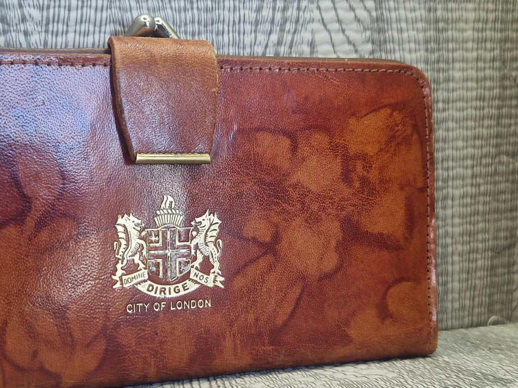 City Of London"SQUIRE" Genuine Brown Leather Wallet document holder Vgc