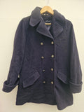 Nuage Ladies Navy Blue Wool Pea Coat Uk Size 10 Metal Buttons