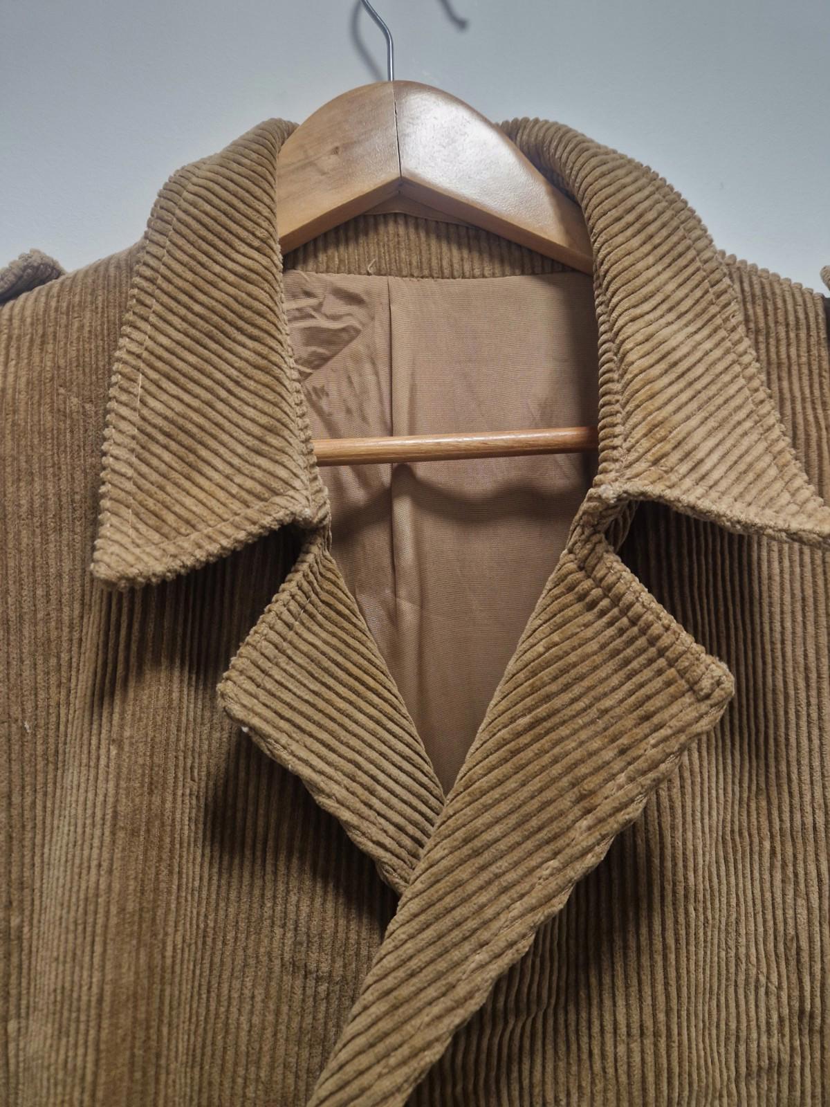 Vintage Dannimac Corduroy Mens Beige Long Overcoat 100% Cotton Pit 2 Pit 21 Uk L