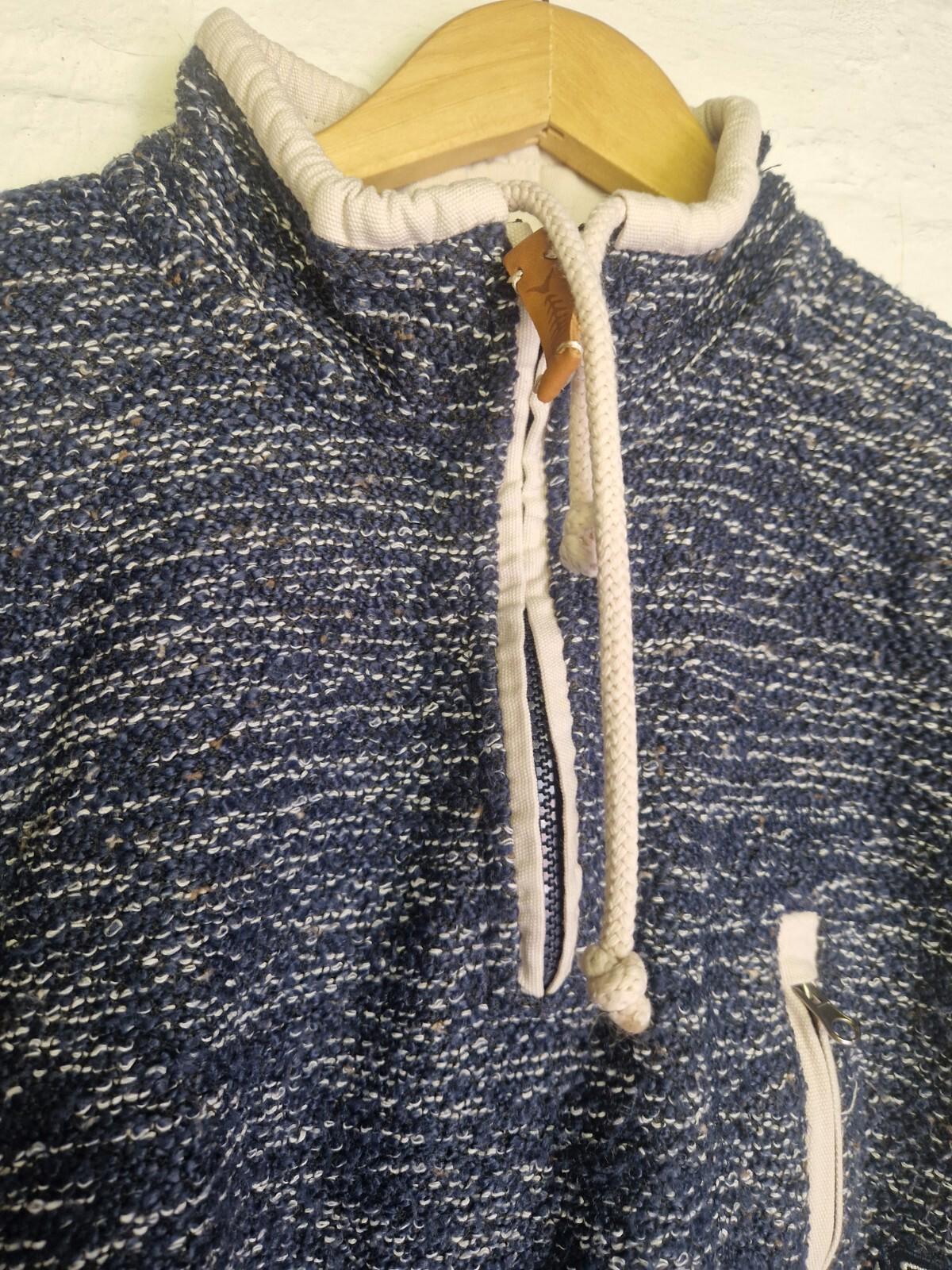 Wierd Fish Quarter Zip  Pull Over Sweat Shirt Blue  Top Uk Size M Vgc