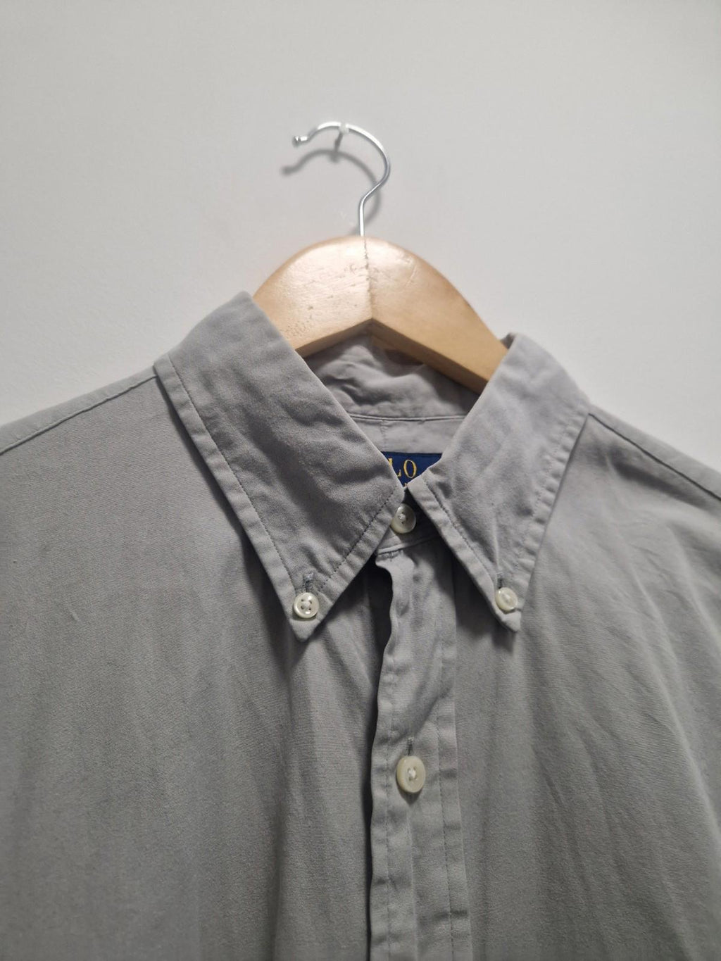 Polo Ralph Lauren Custom Fit Oxford Cotton Shirt in a grey stone color Uk M Gc