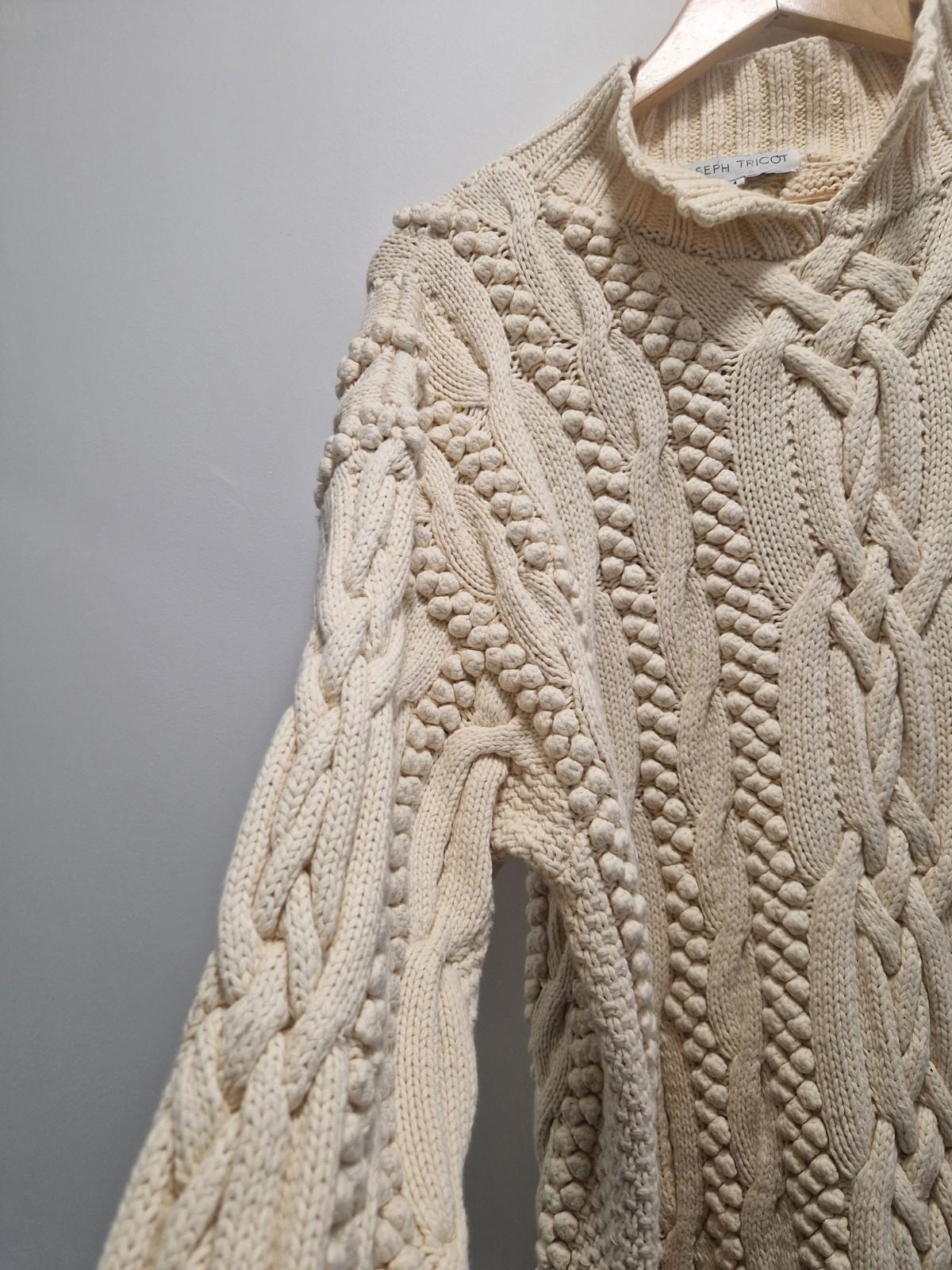 Vintage 90s Joseph Tricot Heavyweight  Cream 100% Cotton Cable Knit Jumper Uk M