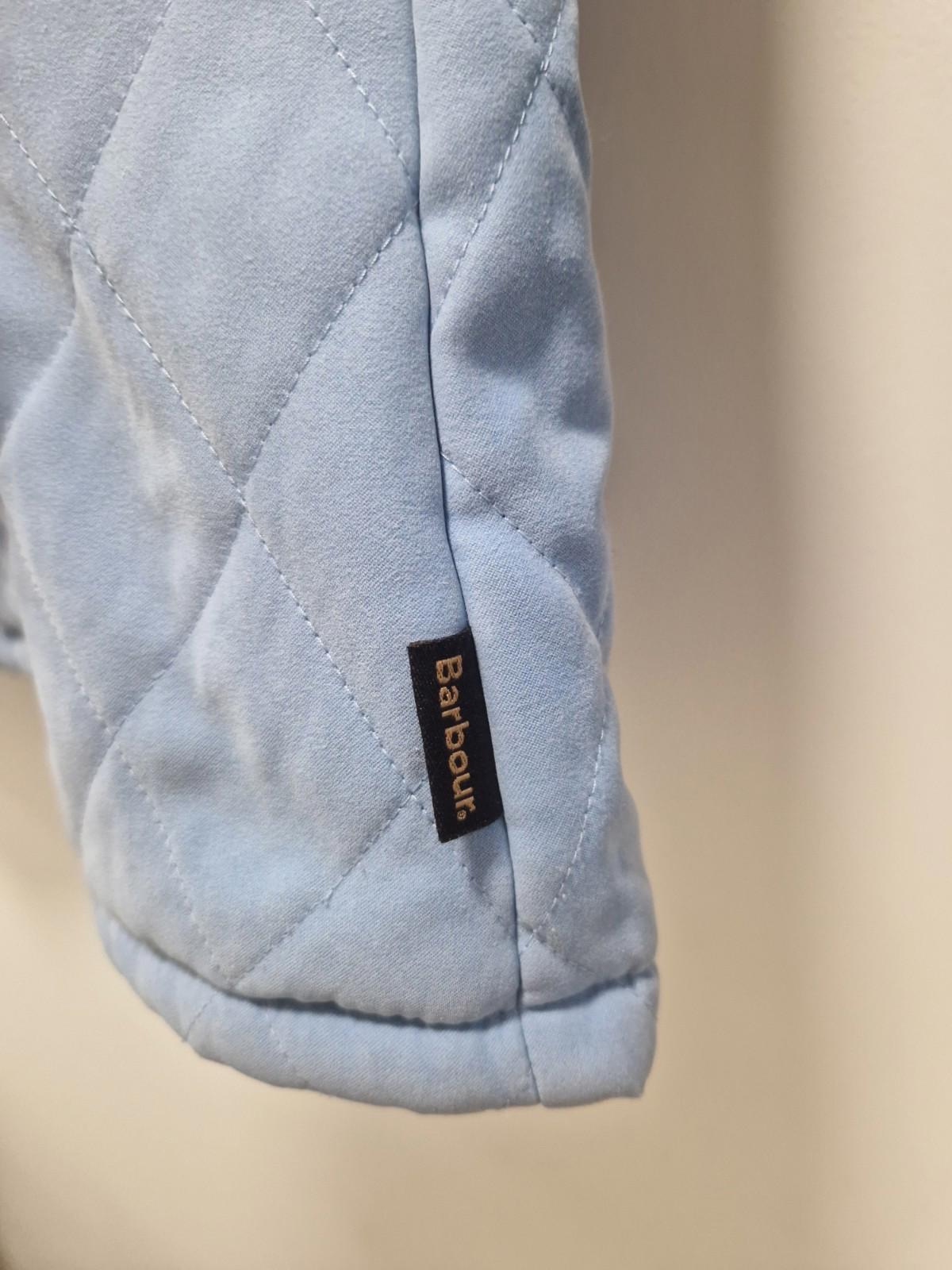 Vintage Barbour Baby Blue Diamond Shaped Microfibre Quilted Jacket Uk Size 10 Gc