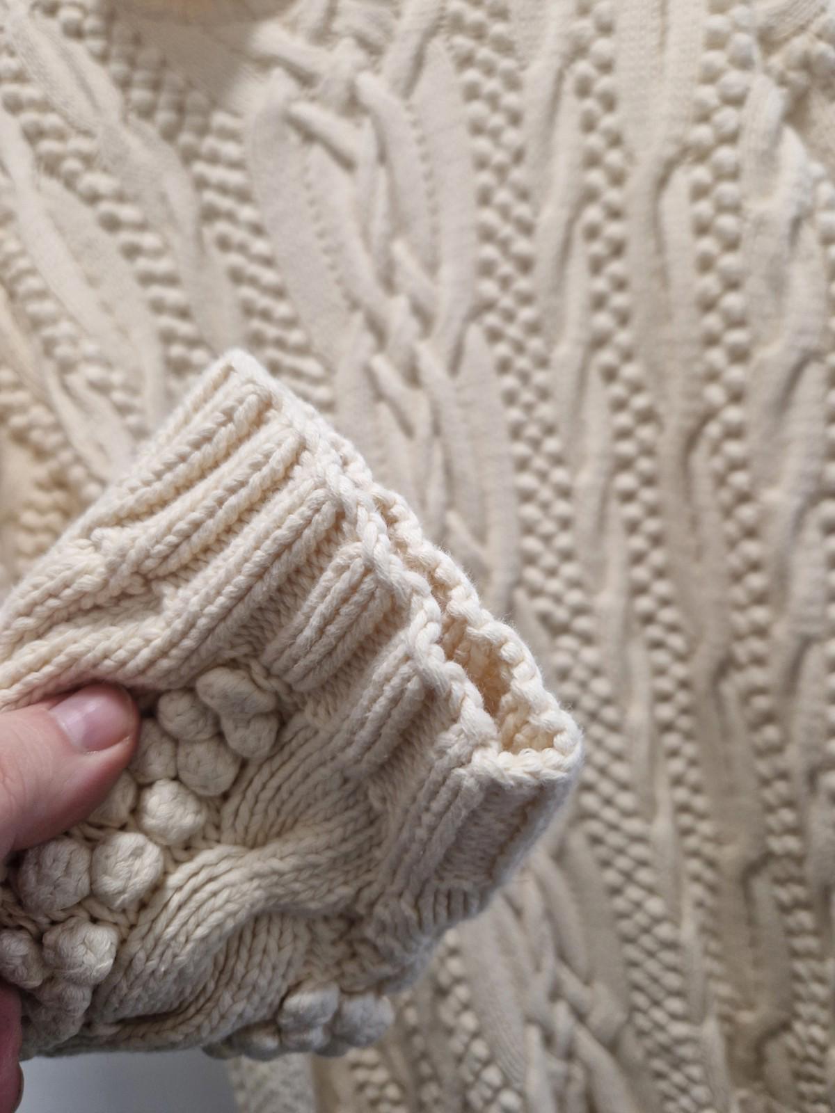 Vintage 90s Joseph Tricot Heavyweight  Cream 100% Cotton Cable Knit Jumper Uk M