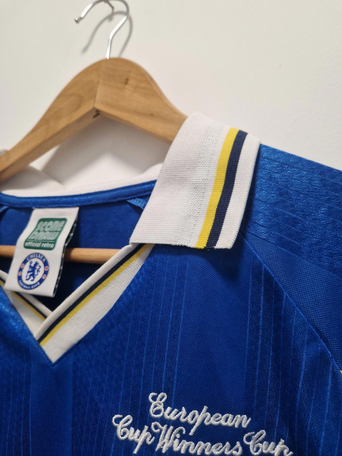 Score Draw Mens Chelsea 98 Home Jersey Licensed Retro Shirt Uk xl Preowened Gc