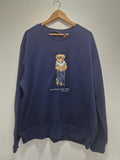 Ralph Lauren Polo Bear Crew Neck Navy Sweater  Golf Bear  Uk Xxl Preowened Gc