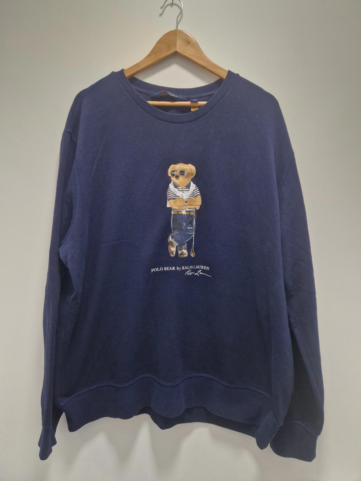 Ralph Lauren Polo Bear Crew Neck Navy Sweater  Golf Bear  Uk Xxl Preowened Gc
