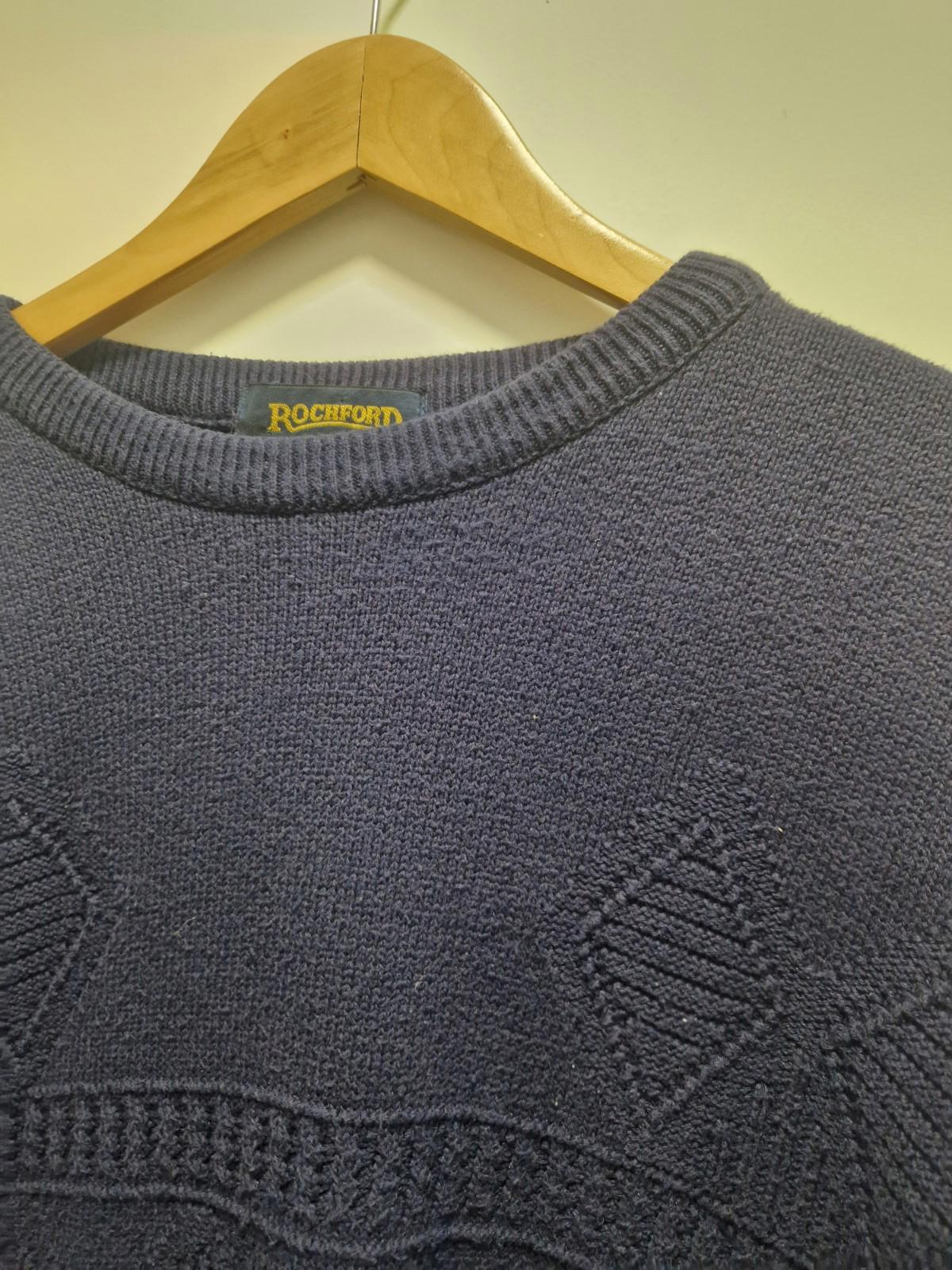 Vintage Rochford Made In England  Golf Embroidered  Navy Blue Jumper Uk L Cotton