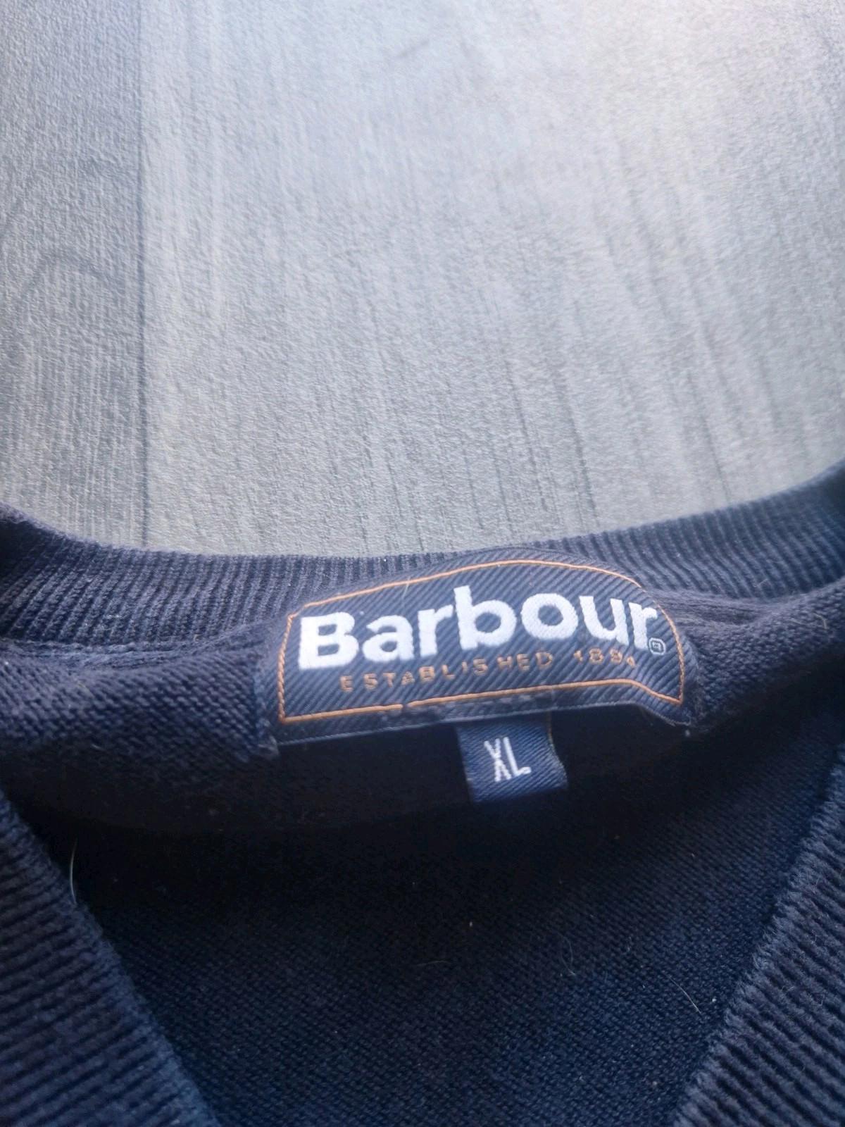 Barbour  V Neck  100% Pima Cotton  Navy Blue  Jumper Uk Xl Vgc