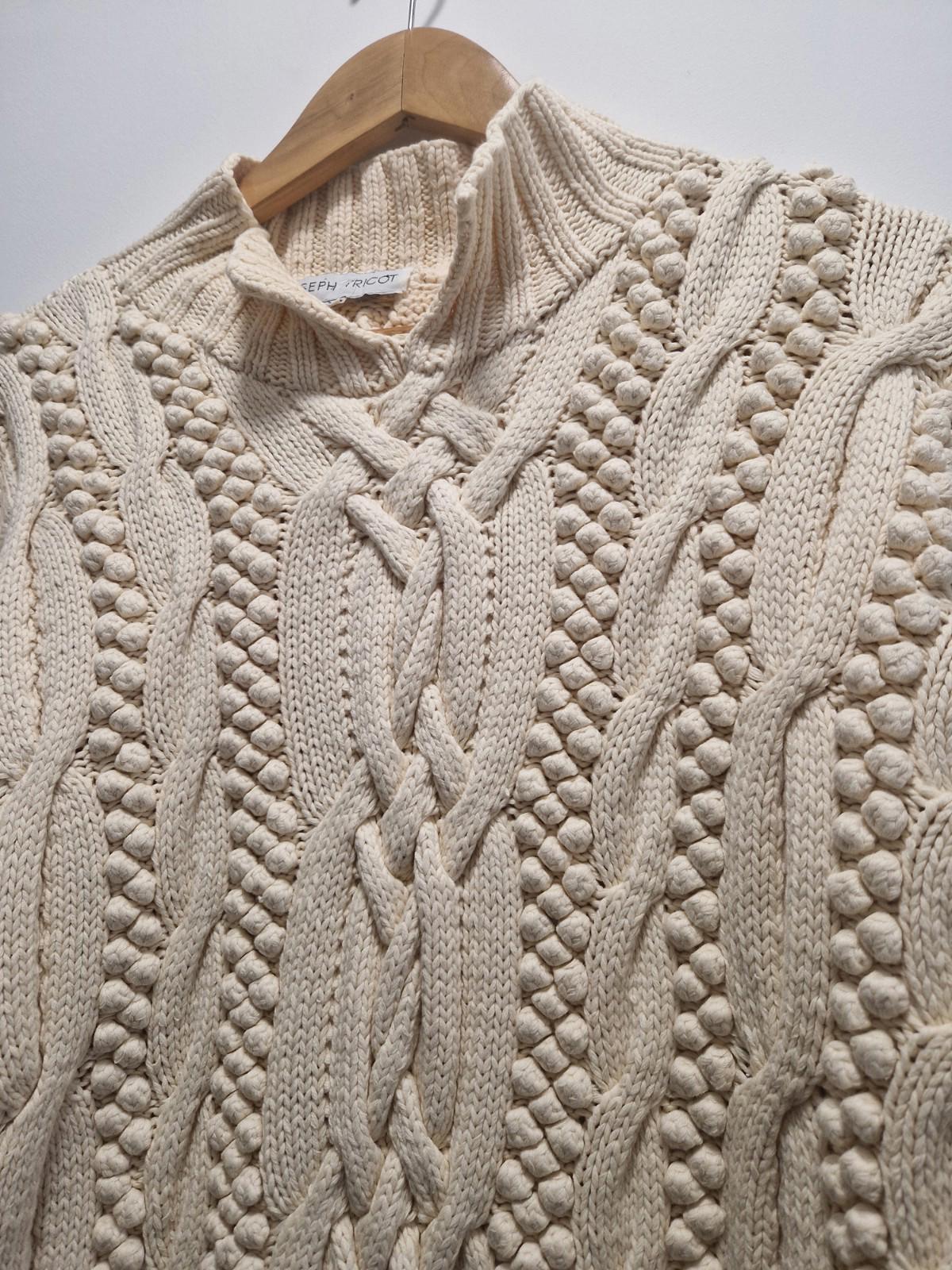 Vintage 90s Joseph Tricot Heavyweight  Cream 100% Cotton Cable Knit Jumper Uk M