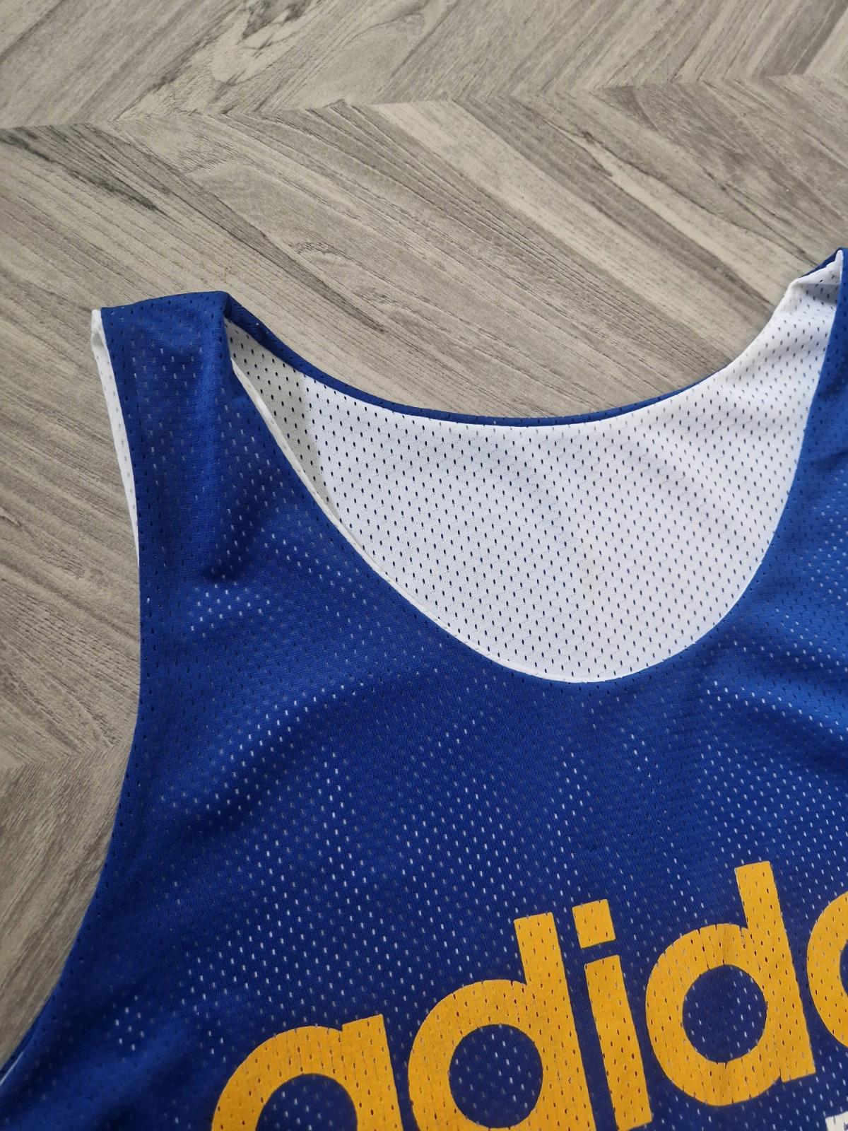 Vintage Rare Adidas  Basketball  Reverse Jersey Pit To Pit 24.5 Uk Size Xl Vgc