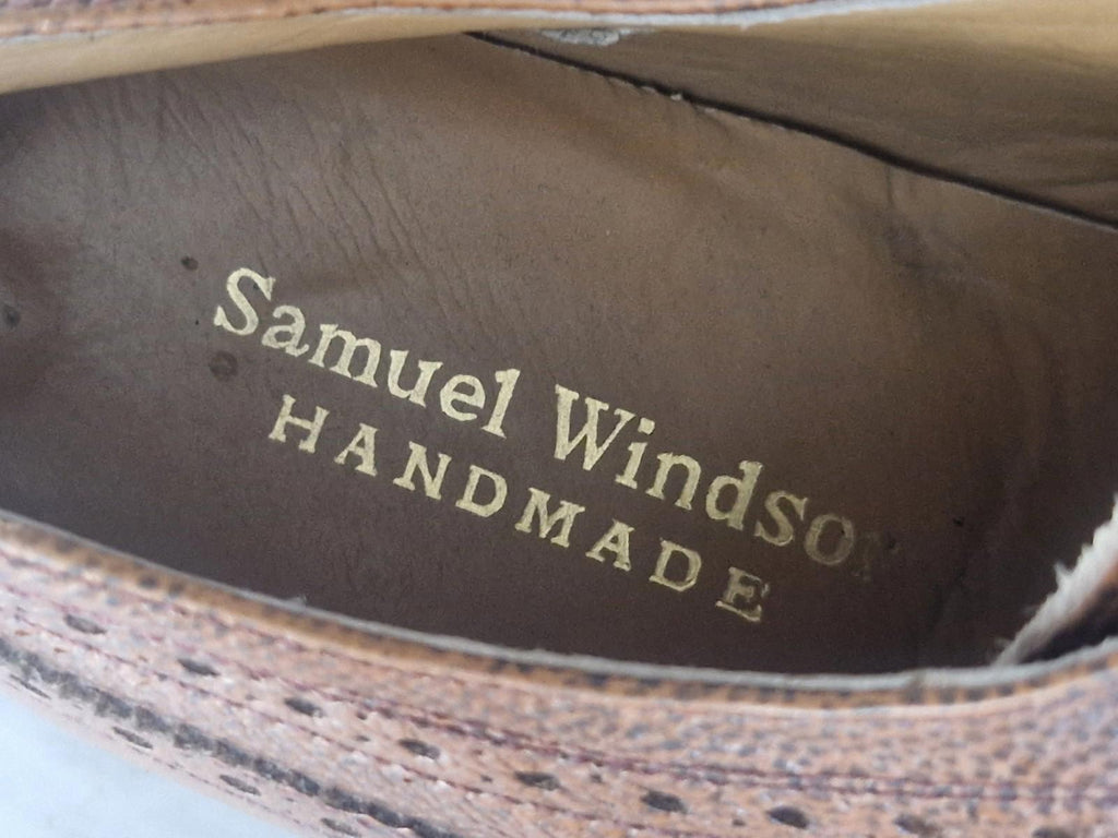 Samuel Windsor Brown Quality Grain Leather Wingtip Brogues Uk Size 8 Gc