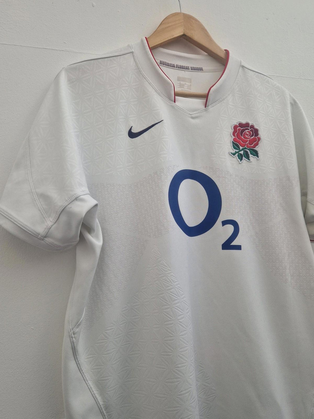 Nike ENGLAND O2 2009 2010 White Union Short Sleeve T-Shirt Rugby Jersey Size M