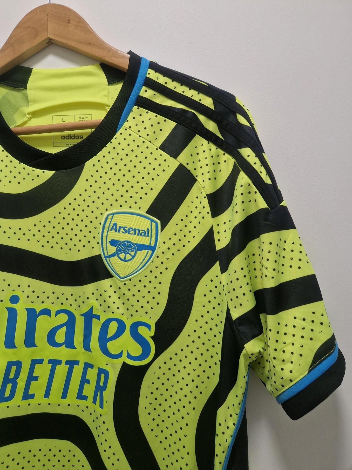 Arsenal 2023 - 2024 Yellow Adidas Away Football Shirt Jersey Uk Size L Vgc